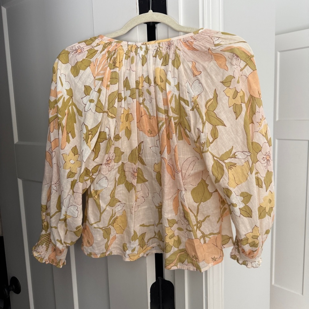 Rails Mariah Citrus Floral Blouse Linen Blend Top - Picture 5 of 5